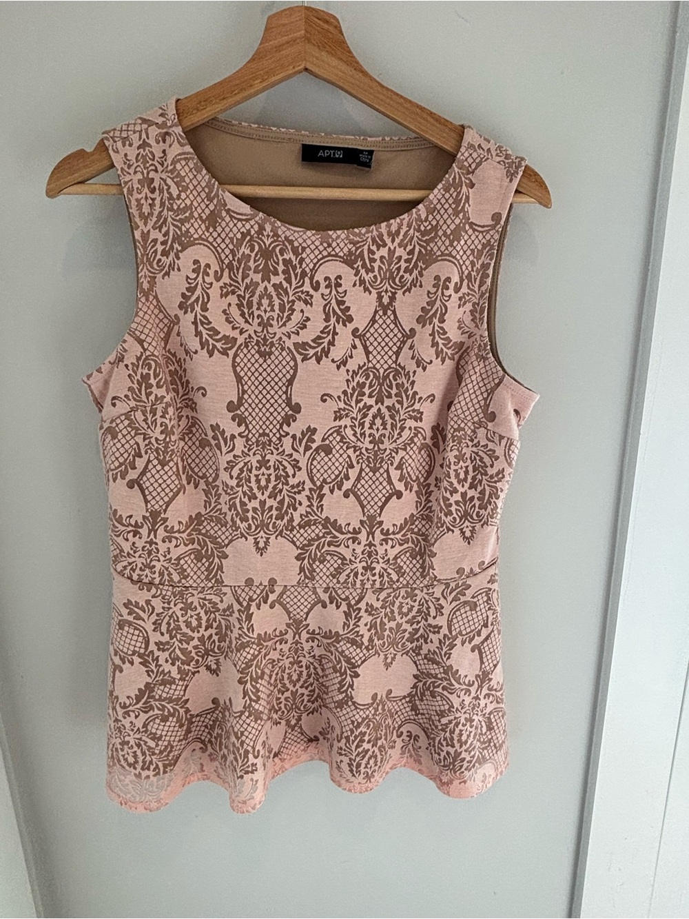 Apt. 9 Blush Pink Lace-Pattern Sleeveless Peplum Top